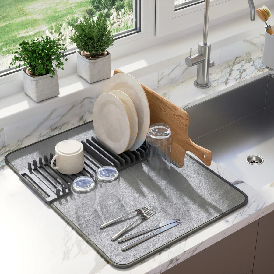 UDRY DISHRACK W/MAT CHARCOAL