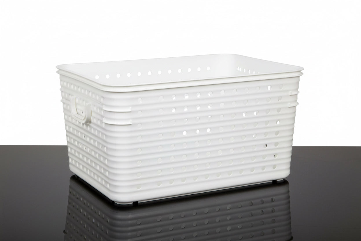 LARGE DOT BASKET WHITE