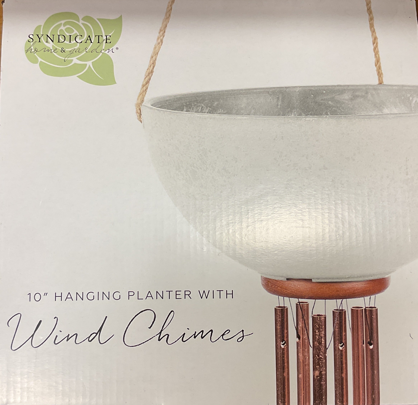 WIND CHIMES HANGING PLANTER 10" IVORY