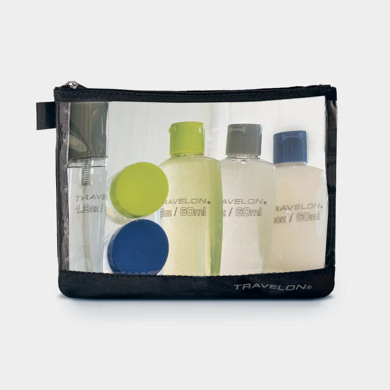 ZIP TOP BAG W/ PLASTIC BOTTLES