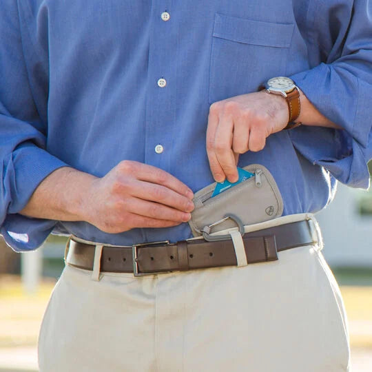 RFID BLOCK CLIP STASH POUCH GRAY