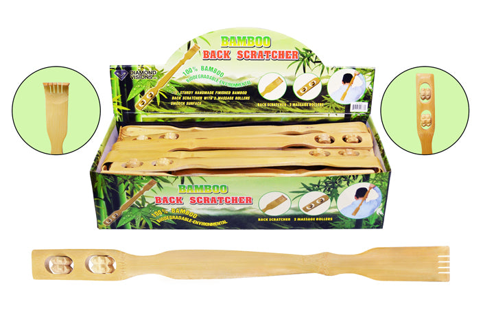 BAMBOO BACK SCRATCHER W/ROLLERS