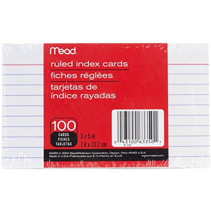 MEAD INDX CD 3X5 100CT RULED