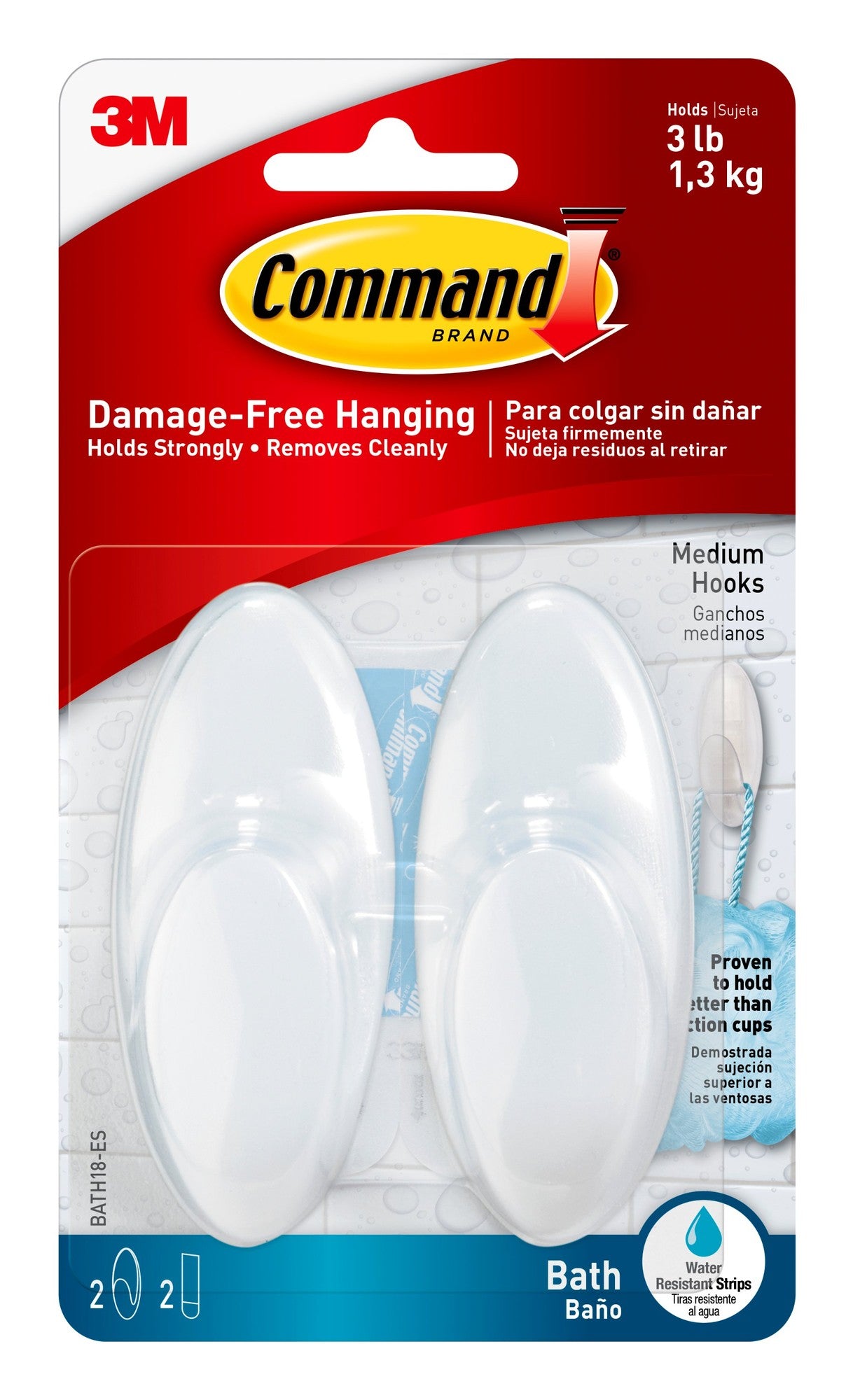 COMMAND MEDIUM FROSTED HOOK 2PK