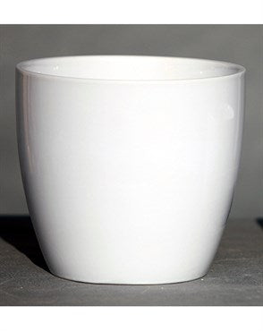 LILY CACHE POT 6.5" GLOSSY WHITE