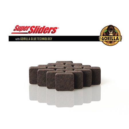 FELT SLIDER 1" SQ W/GG BRWN 16PC