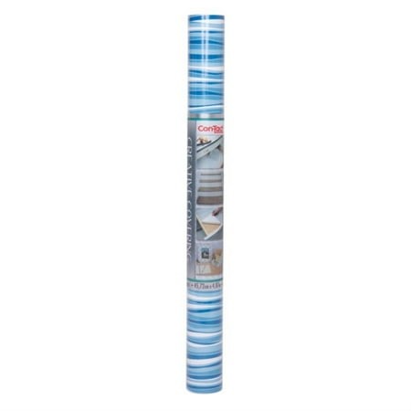 LINER SELF ADHESIVE BLU/WHT STRIPES 18"X16'