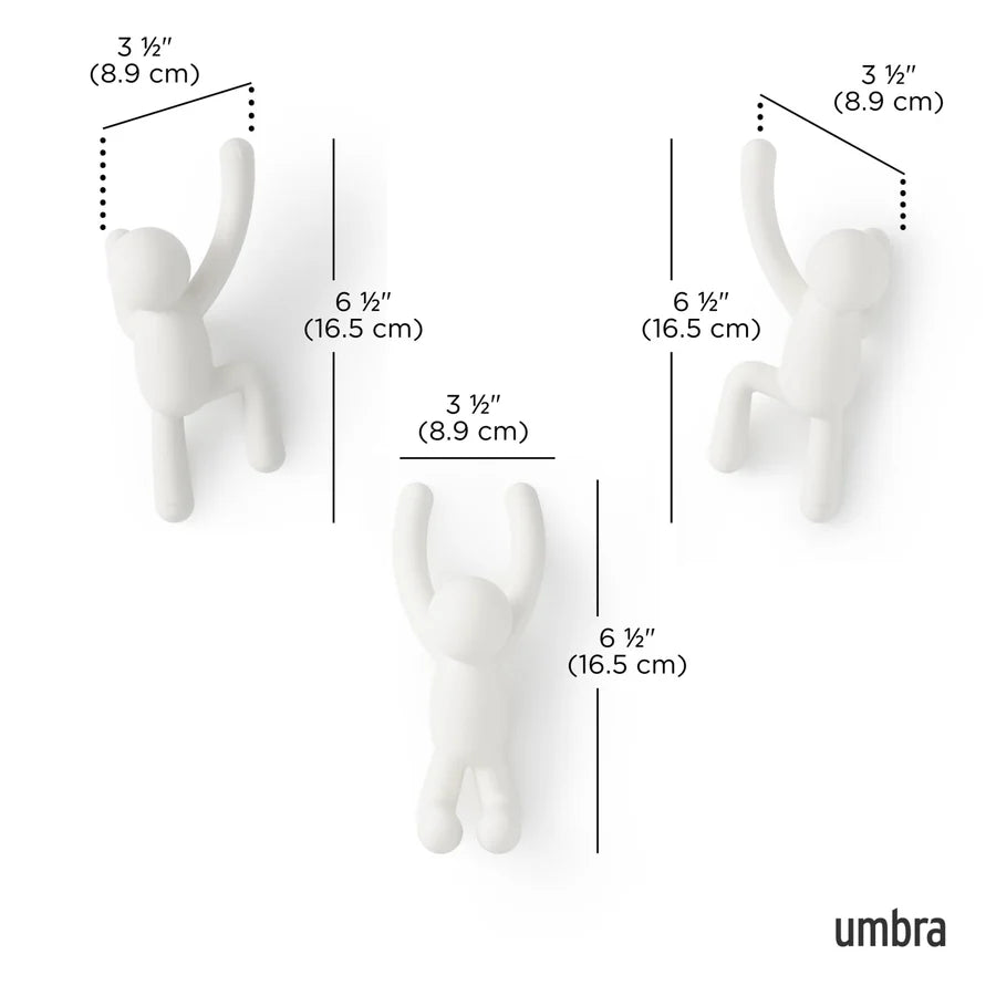 BUDDY HOOKS WHITE SET OF 3