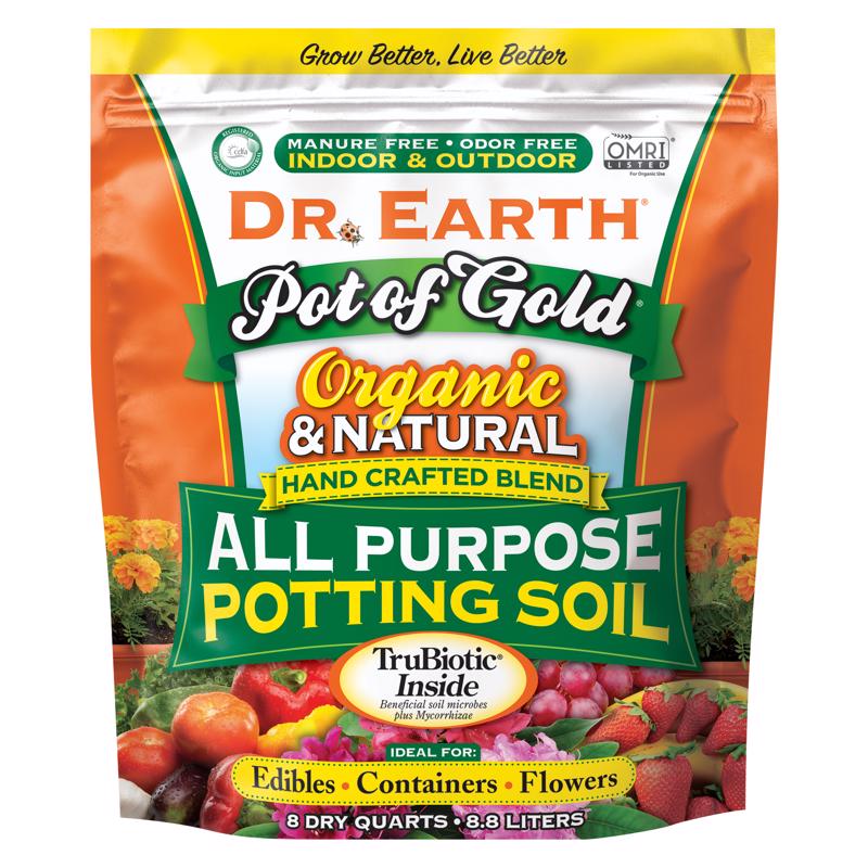 DR EARTH POTTING MIX W/FERTILIZER 8QT