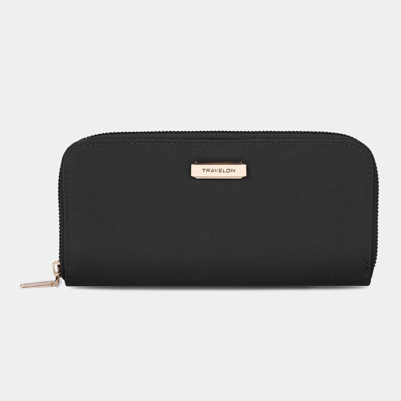 RFID SINGLE ZIP WALLET BLACK