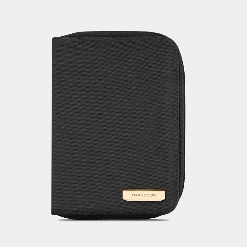 RFID PASSPORT ZIP WALLET BLACK