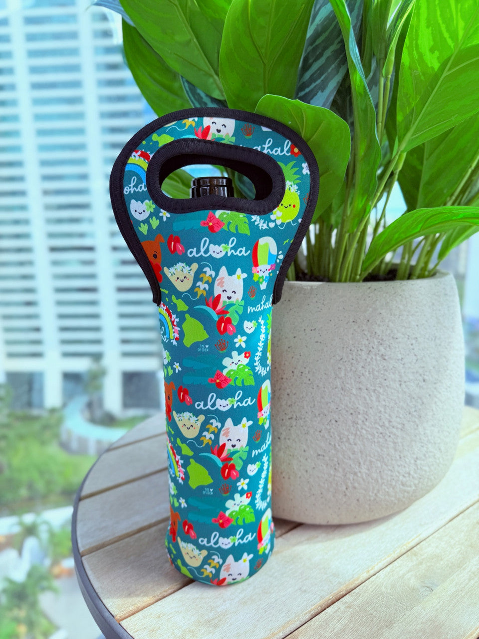 EDEN WINE POUCH ALOHA BLOOMIES TEAL