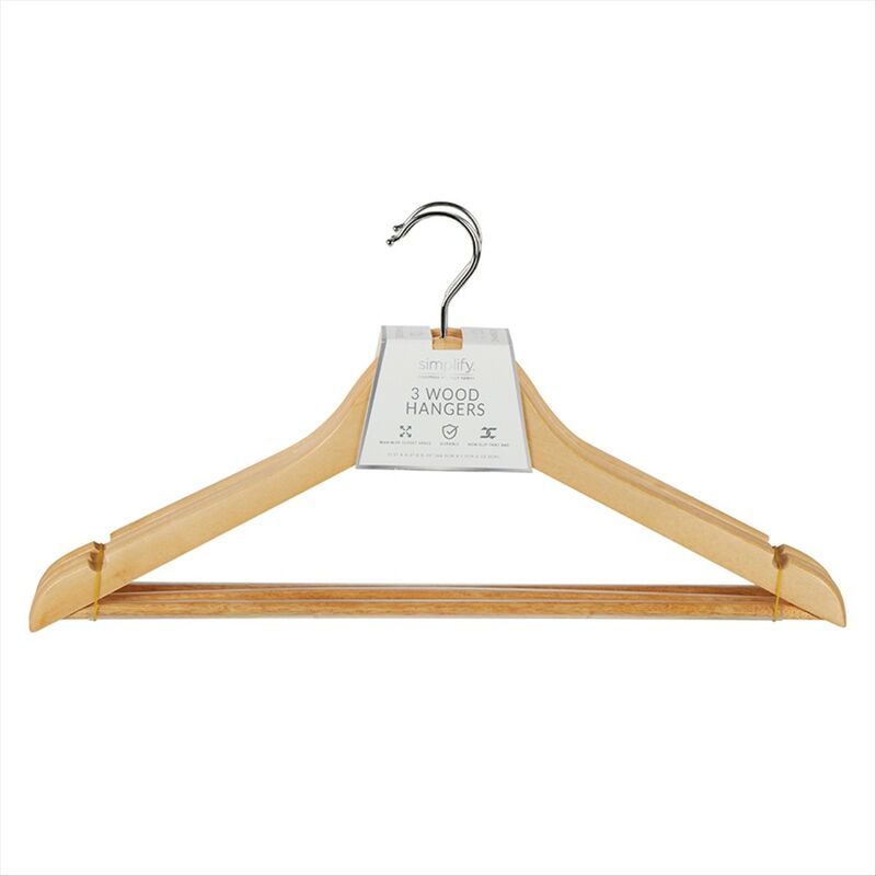 3PK CURVED SHAPE WOOD HANGER