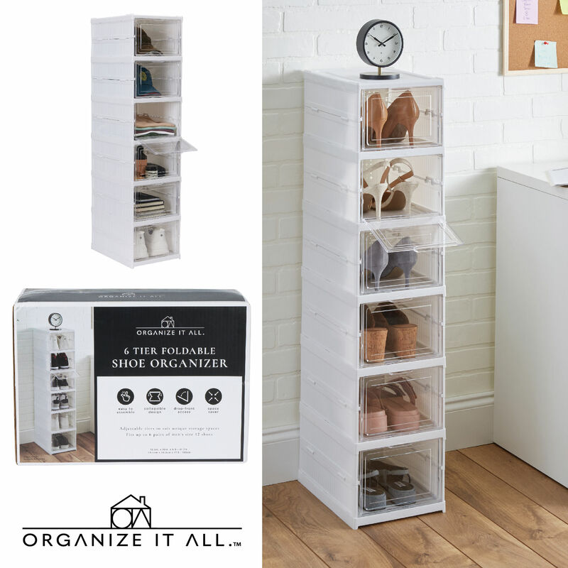6 TIER COLLAPSIBLE SHOE ORGANIZER STORAGE