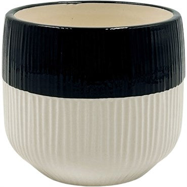 GLOSSY BLACK/WHITE 4" POT