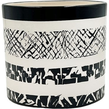 GLOSSY BLACK & WHITE PATTERN POT