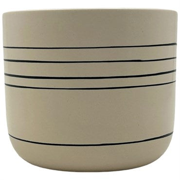 MATTE CREAM & BLACK STRIPES POT