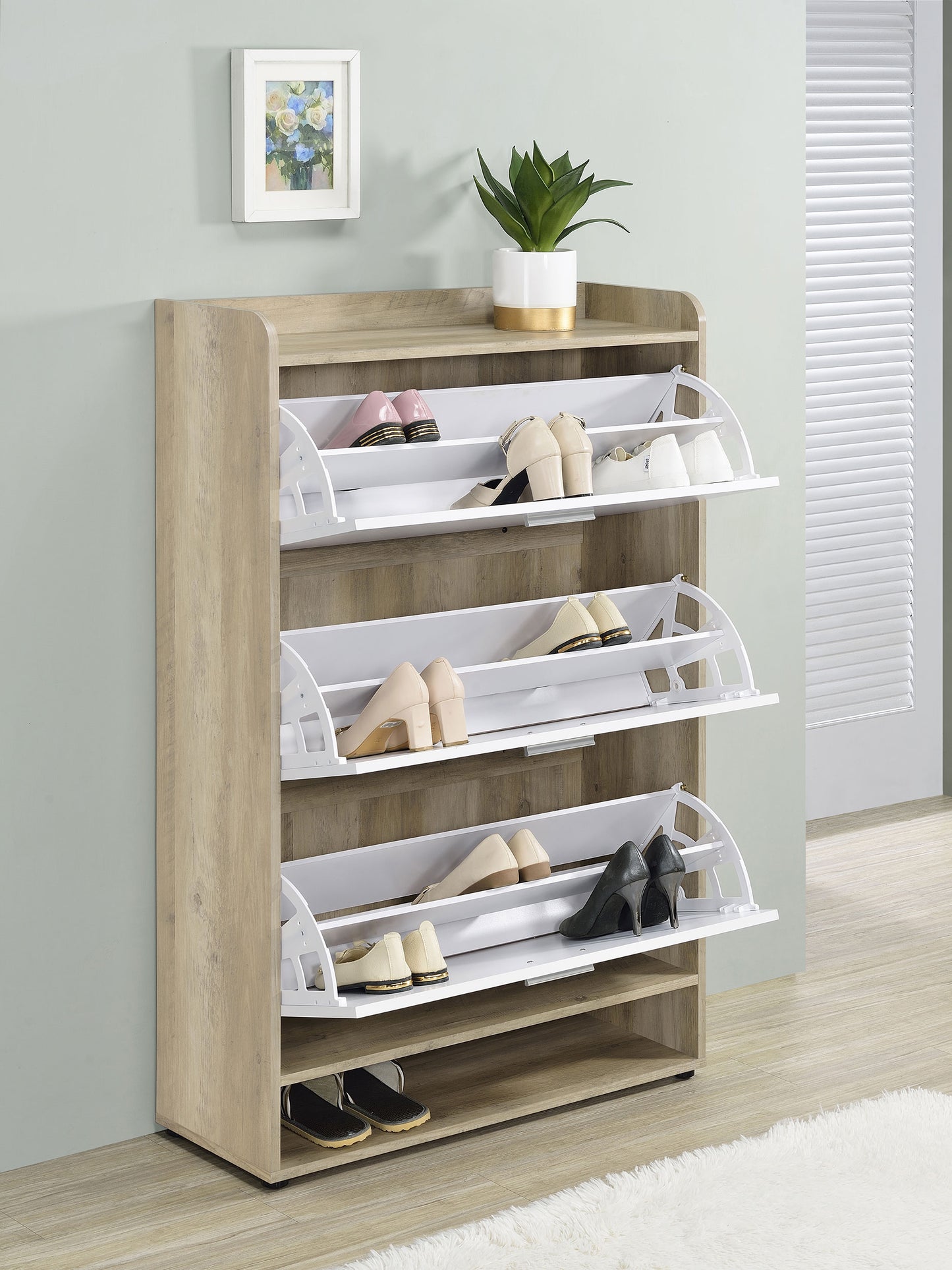 DENIA 3 TIER SHOE CABINET WHITE