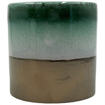 MCARR STONEWARE POT GREEN/GOLD 5"