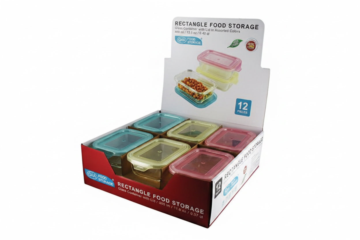 STORAGE CONTAINER GLASS RECTANGLE 12.5 OZ
