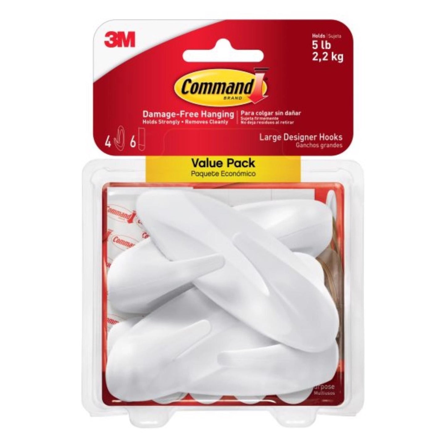 COMMAND DESIGNER HOOKS LRG 4PK