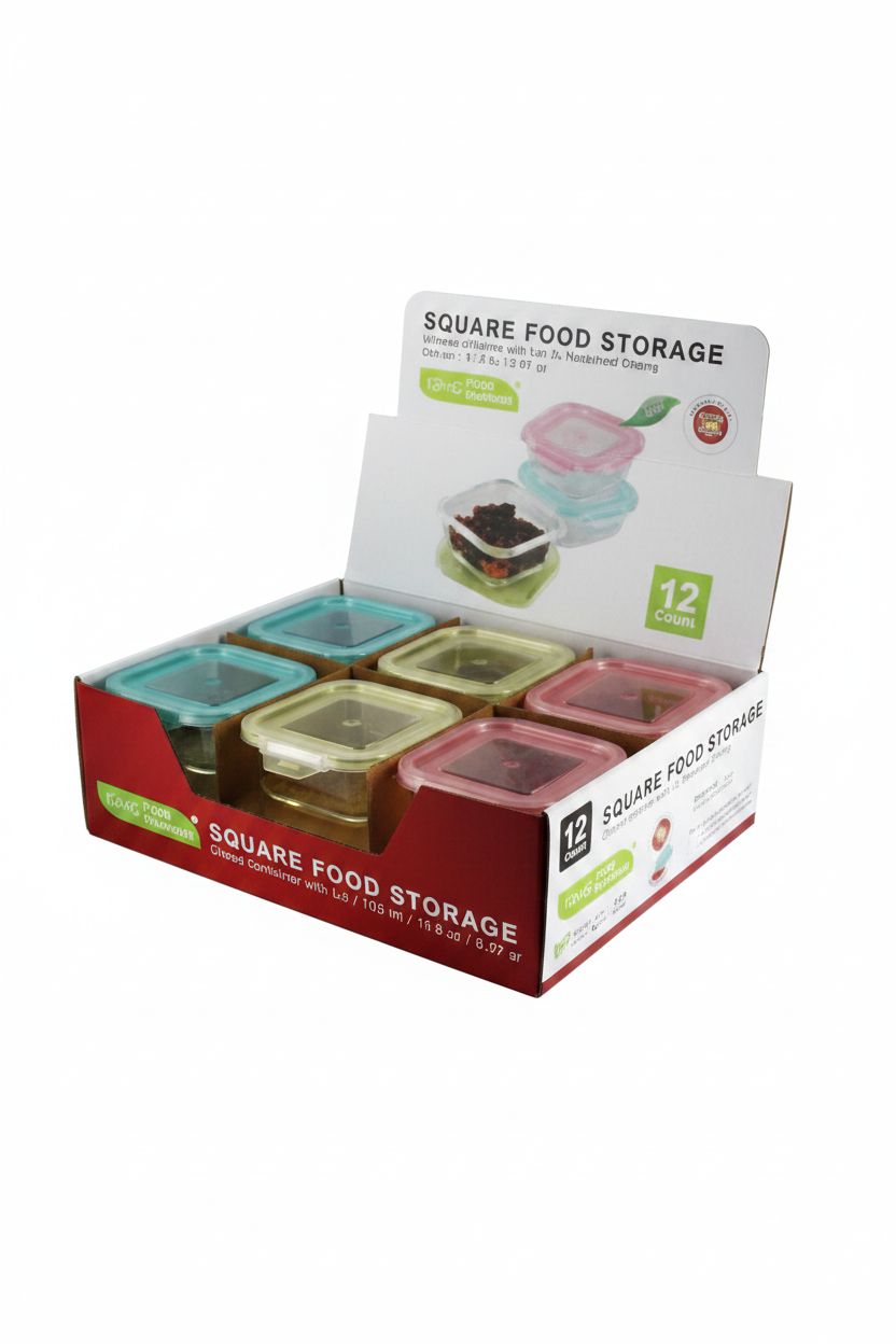STORAGE CONTAINER GLASS SQUARE 11.8 OZ