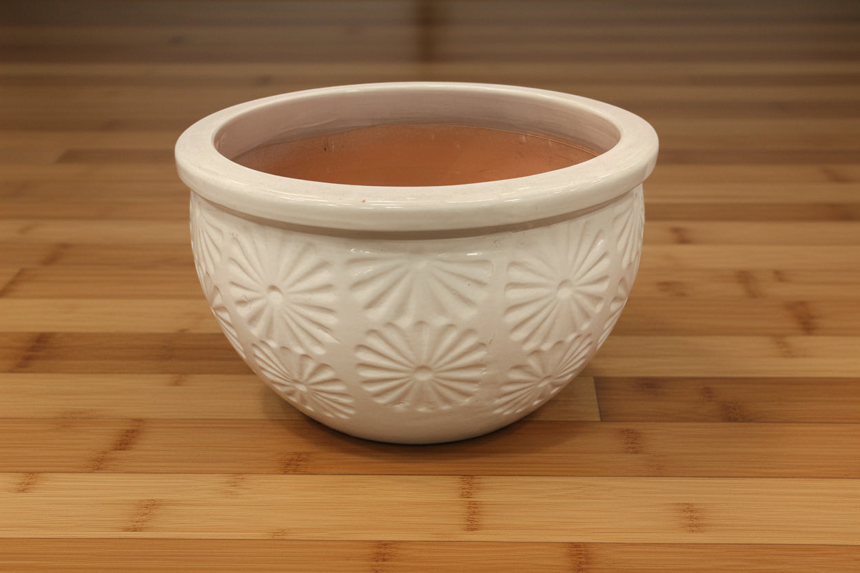 DAISY BOWL PLANTER 22" WHITE