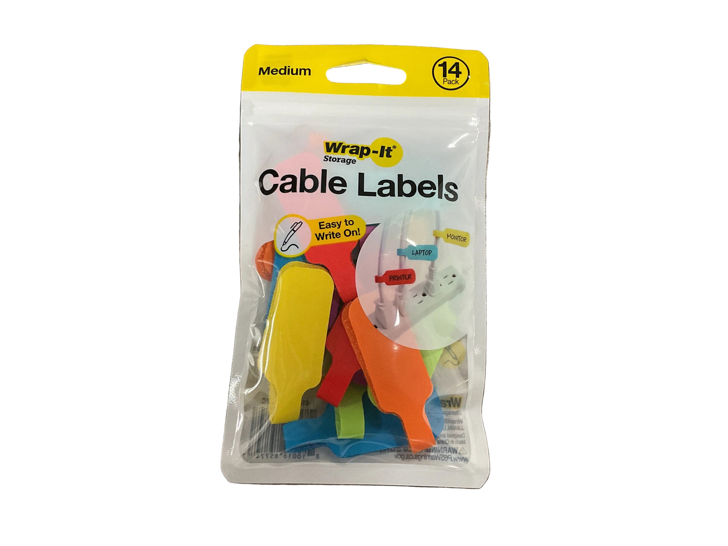 CABLE LABELS MED. 14PK MULTI COLOR