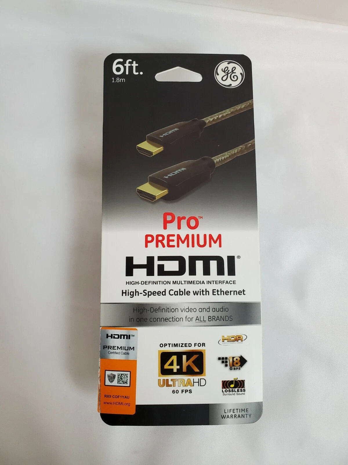 GE 6FT HDMI W/ETHERNET