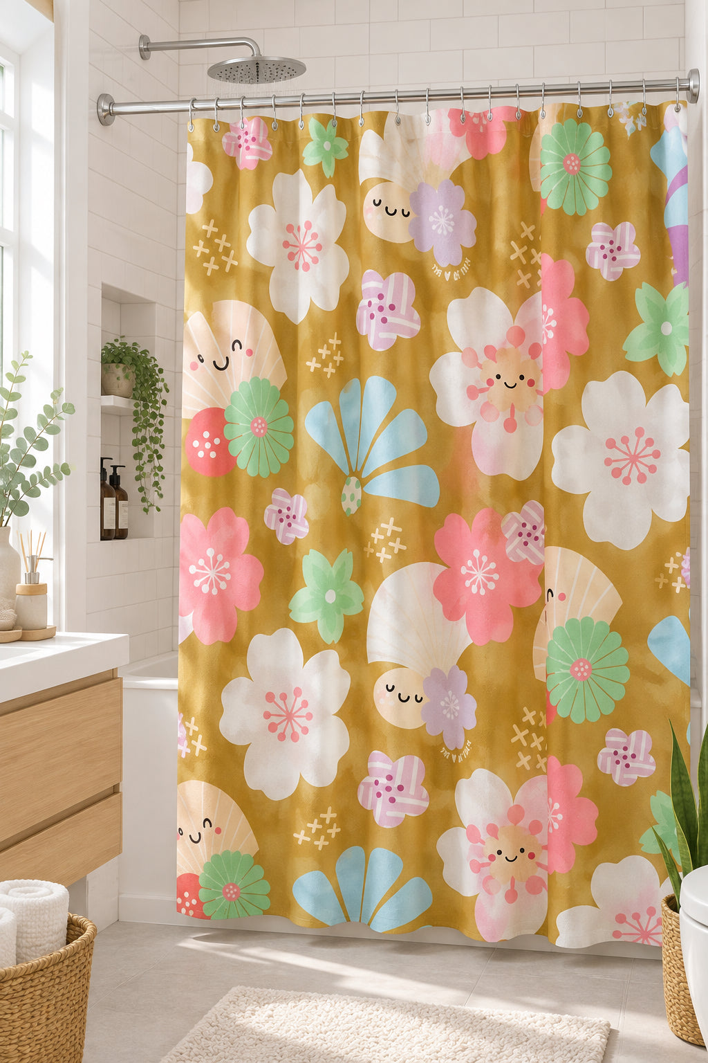 EDEN SHOWER CURTAIN CUTE LIL FUKUOKA GOLD