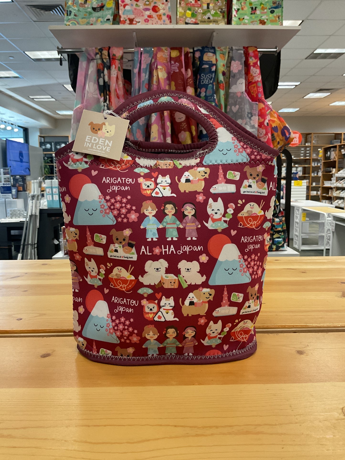 EDEN TALL LUNCH BAG ALOHA JAPAN MAROON