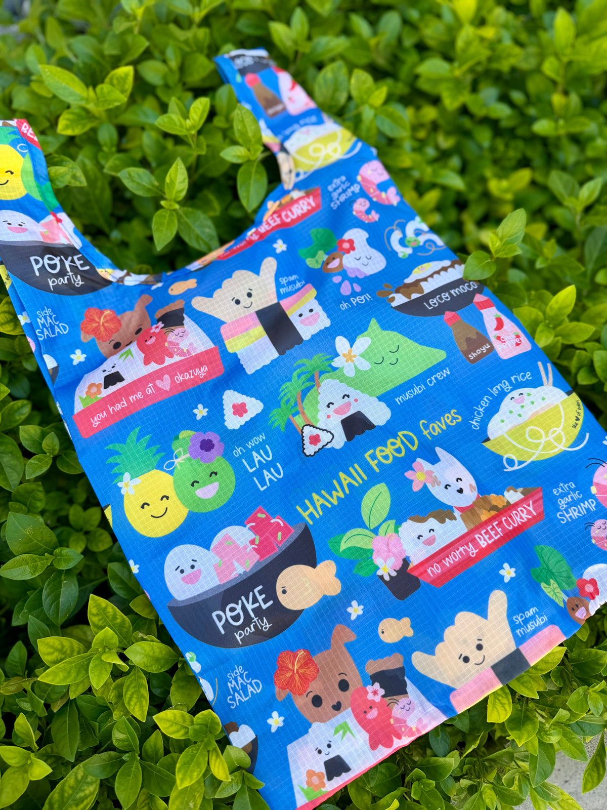 EDEN SMALL TOTE HAWAII FOOD FAVES BLUE