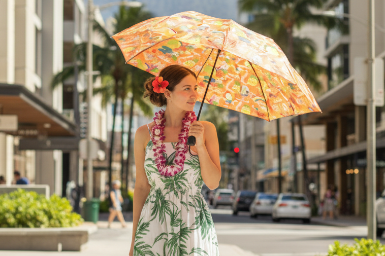EDEN UMBRELLA ALOHA BLOOMIES PAPAYA