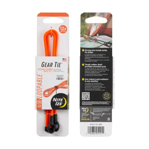 GEARTIE LOOPABLE 12" 2PK BRT ORG