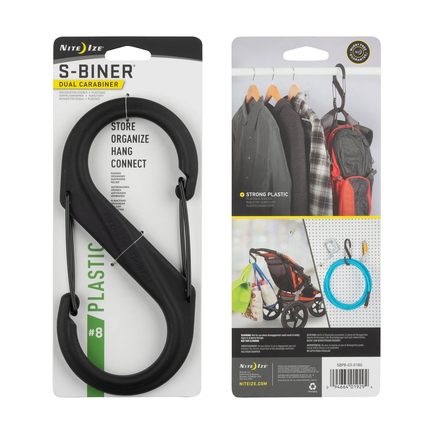 S-BINER PLASTIC #8 BLACK