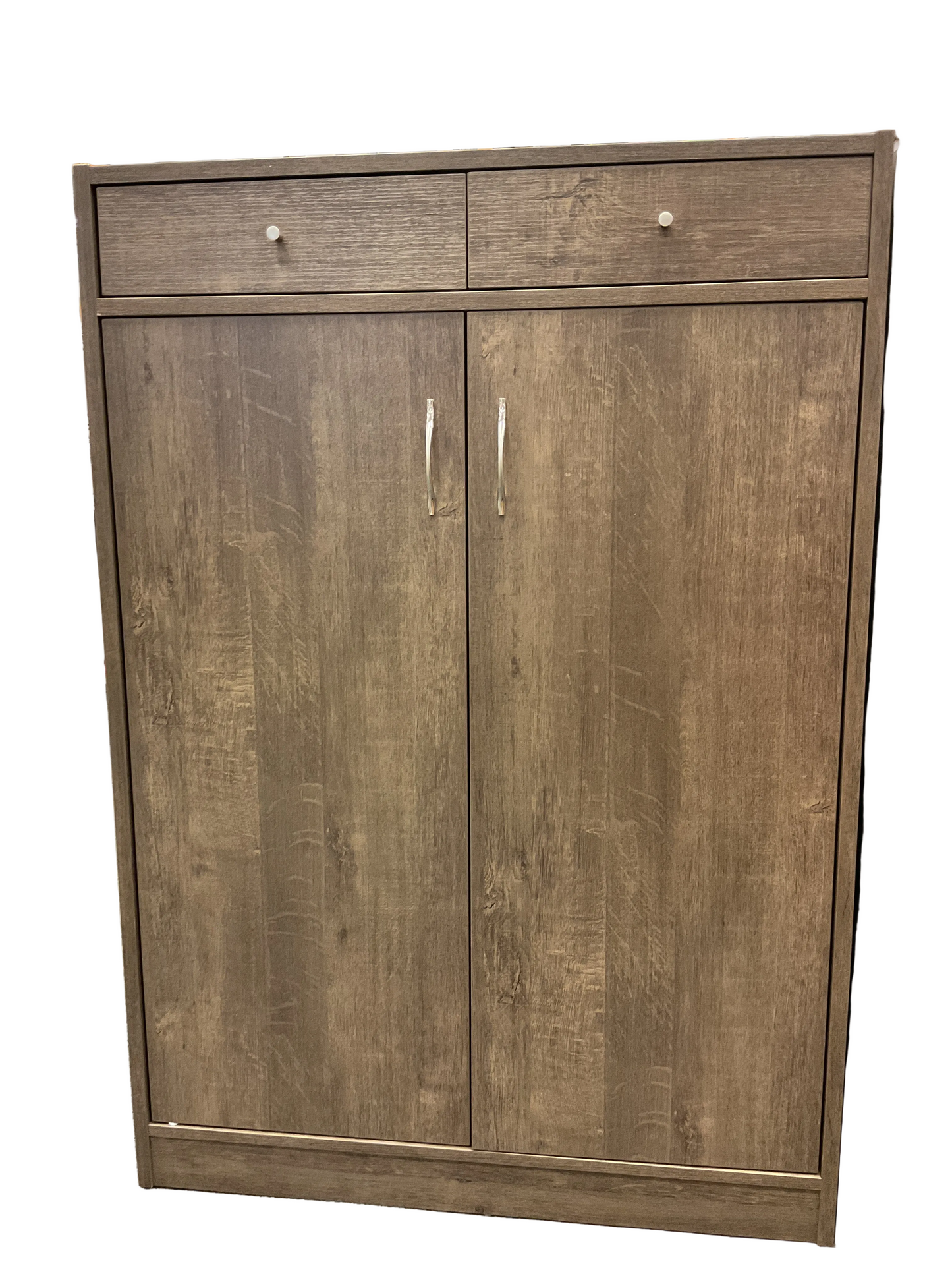 SHOE CABINET 2 DRAWER/2 DOOR WALNUT OAK