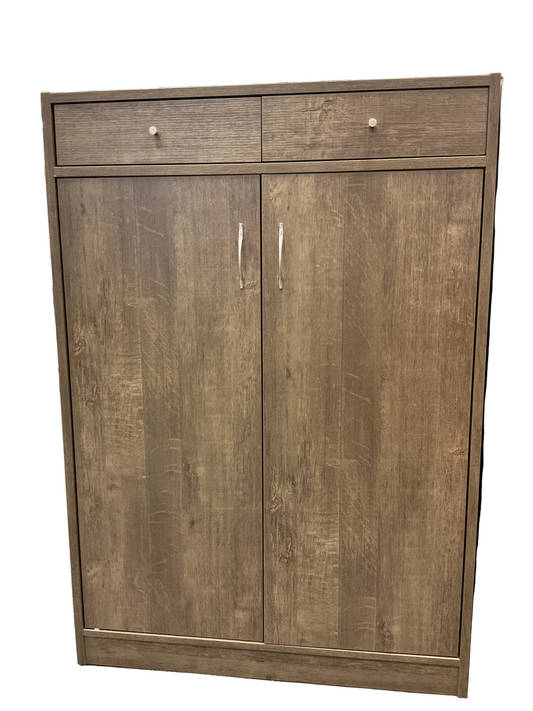 SHOE CABINET 2 DRAWER/2 DOOR WALNUT OAK