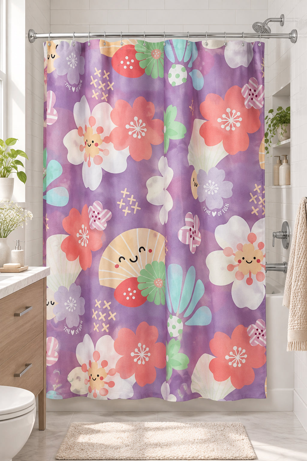 EDEN SHOWER CURTAIN CUTE LIL FUKUOKA LAVENDER