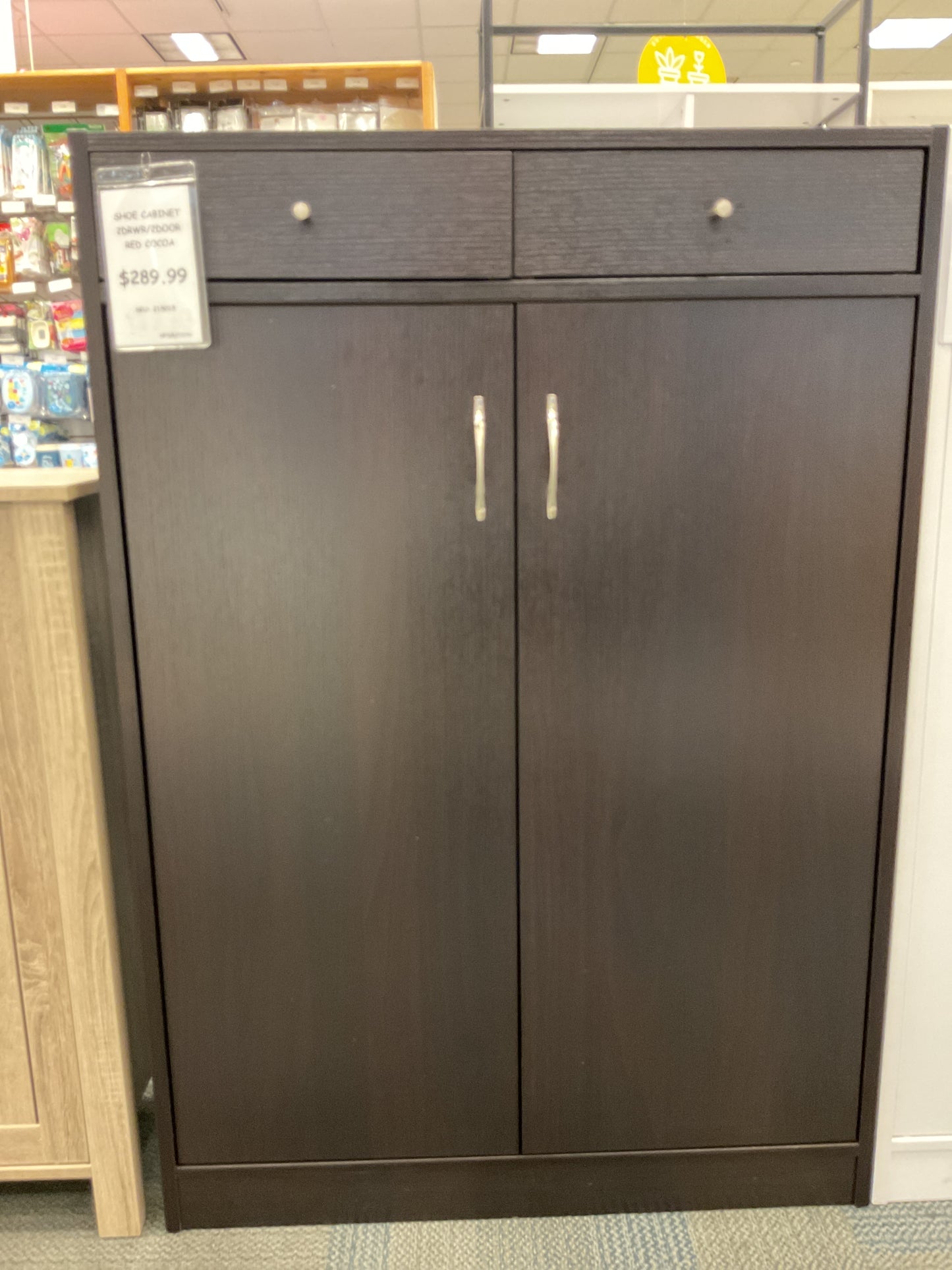 SHOE CABINET 2 DRAWER/2 DOOR RED COCOA