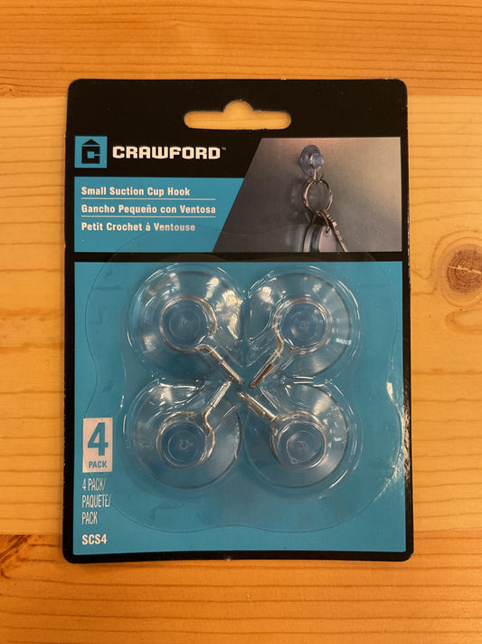 SUCTION CUP W/ HOOKS SM 4PK