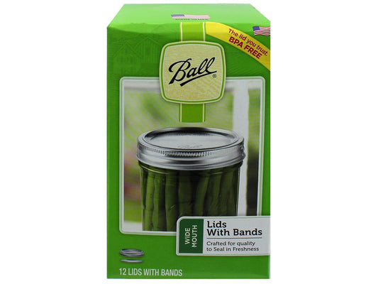 MASON JAR LIDS W/BANDS 12PK WIDE