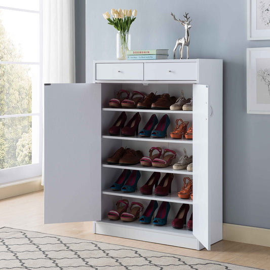SHOE CABINET 2 DRAWER/2 DOOR WHITE