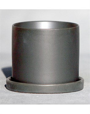 CYLINDER 3" POT W/SAUCER GREY