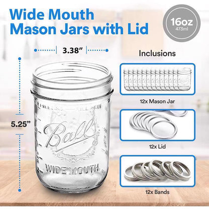 16oz WIDE MOUTH MASON JAR