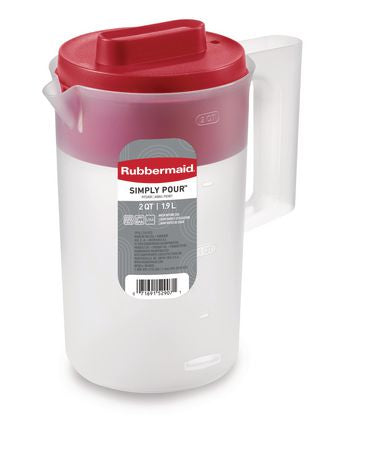 COVERED PITCHER 64OZ RED/CLR