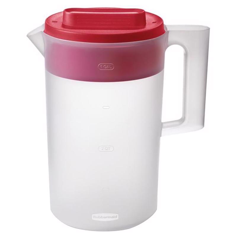 COVERED PITCHER 1GAL CLR/RED