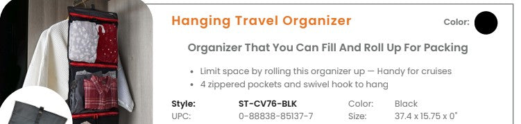 HANGING TRAVEL ORGANIZER