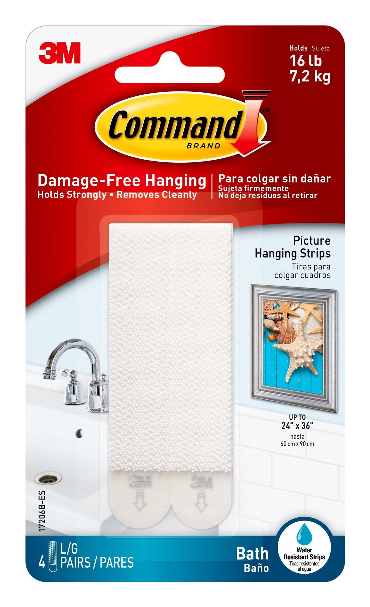 COMMAND BATH PIC HANG STRIP 4PK