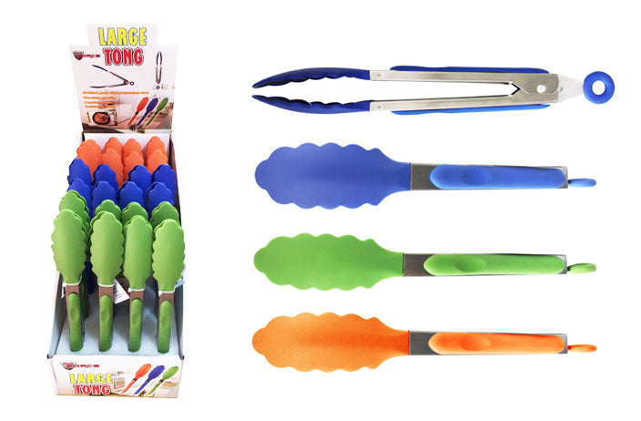 SILICONE/STEEL TONGS 9"