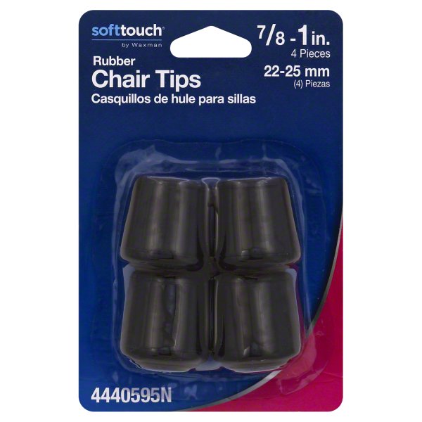 CHAIR TIPS 7/8 RUBBER BLK 4PK